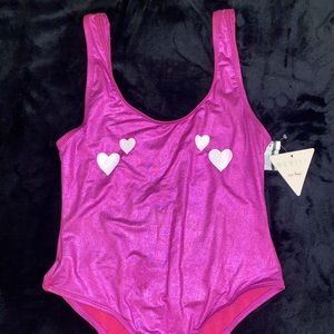 Holographic purple rave bodysuit